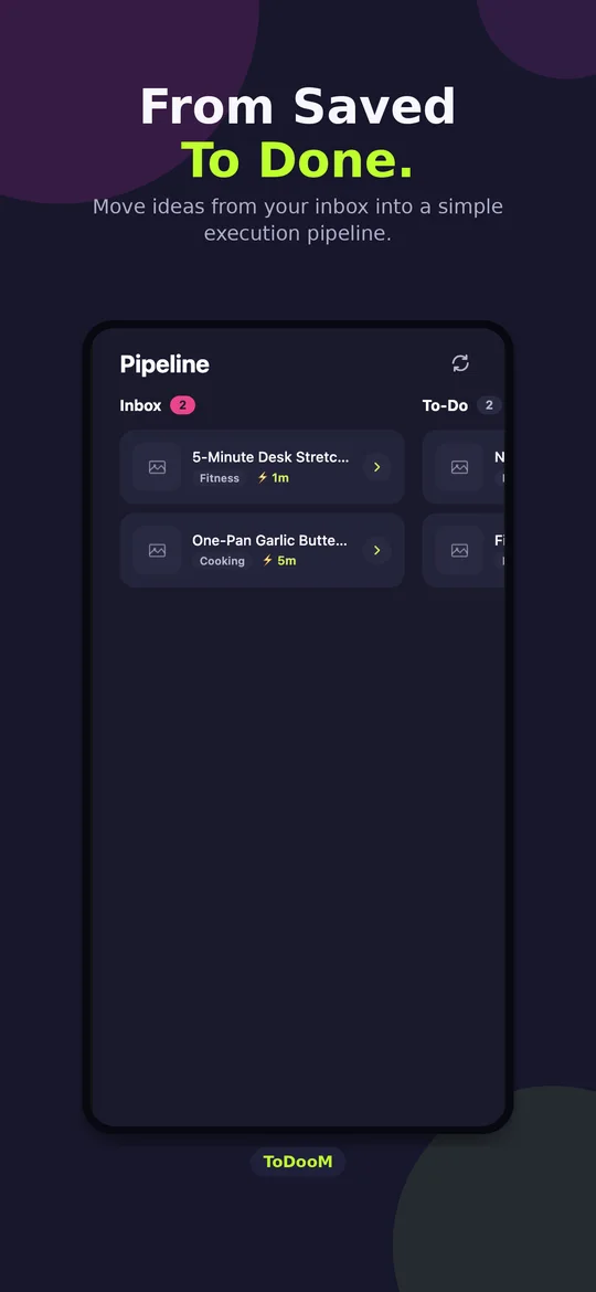 Pipeline board moving saved reels from Inbox to To-Do